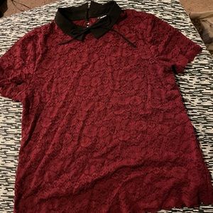Karl Lagerfeld burgundy lace blouse